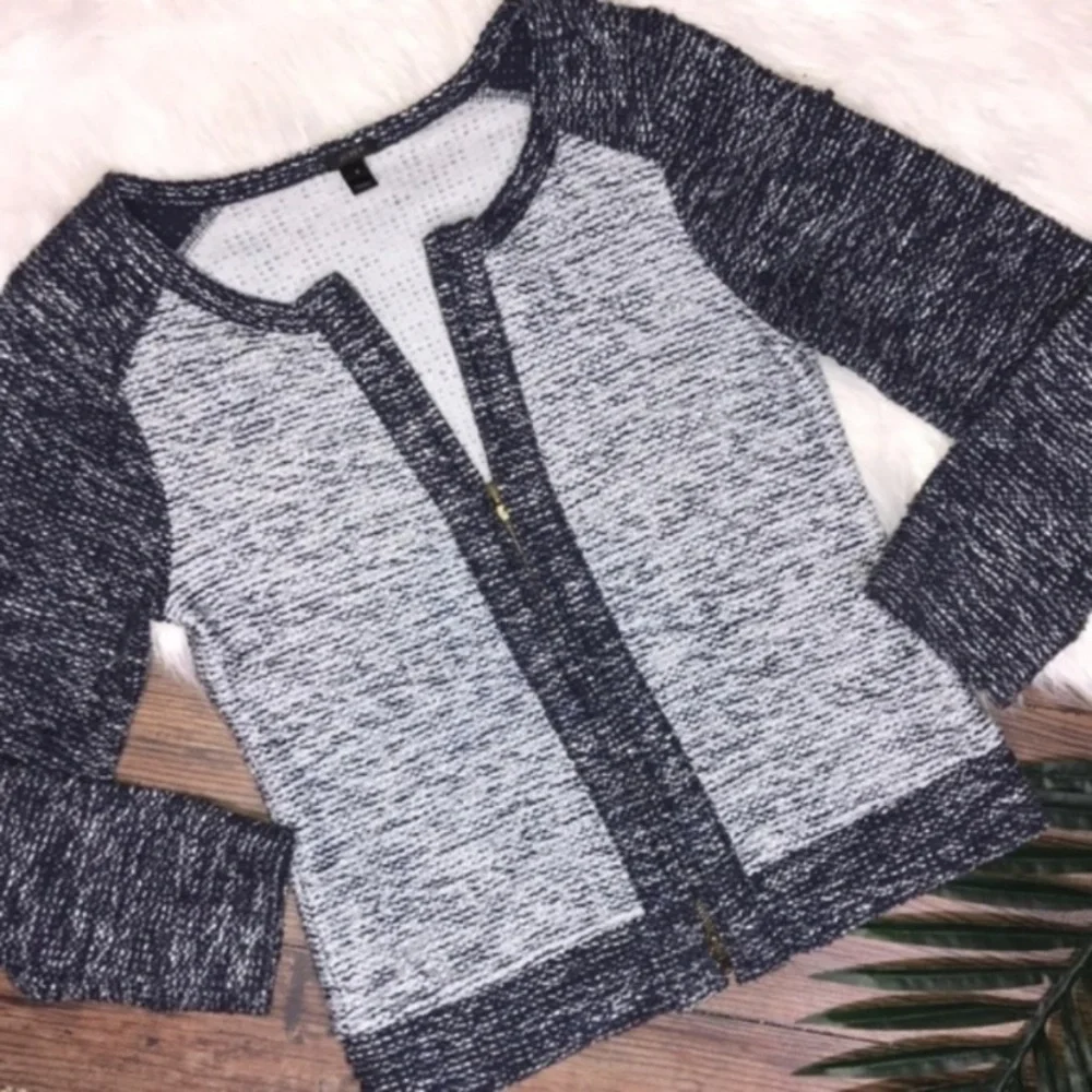J.Crew blue tweed zip blazer jacket